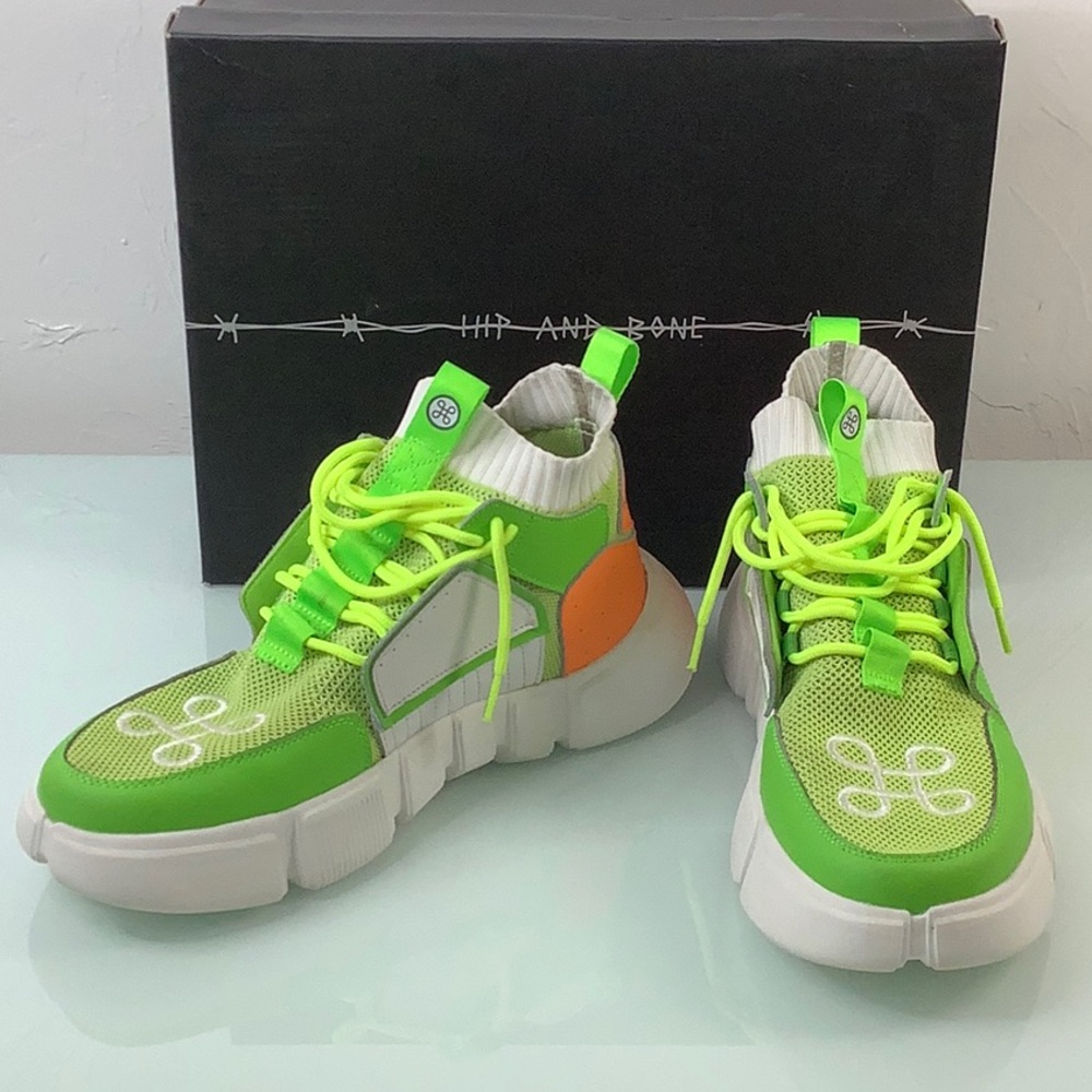 Hip And Bone Block shoe Lemon Lime Orange Mid height men sneakers size 10.5 EUC